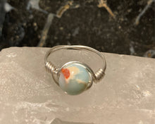 Load image into Gallery viewer, African Blue Opal Wire Wrapped Ring
